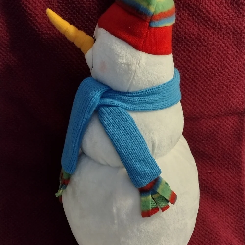Festive Snowman Plush with Colorful Hat and Scarf - Picture 4 of 12